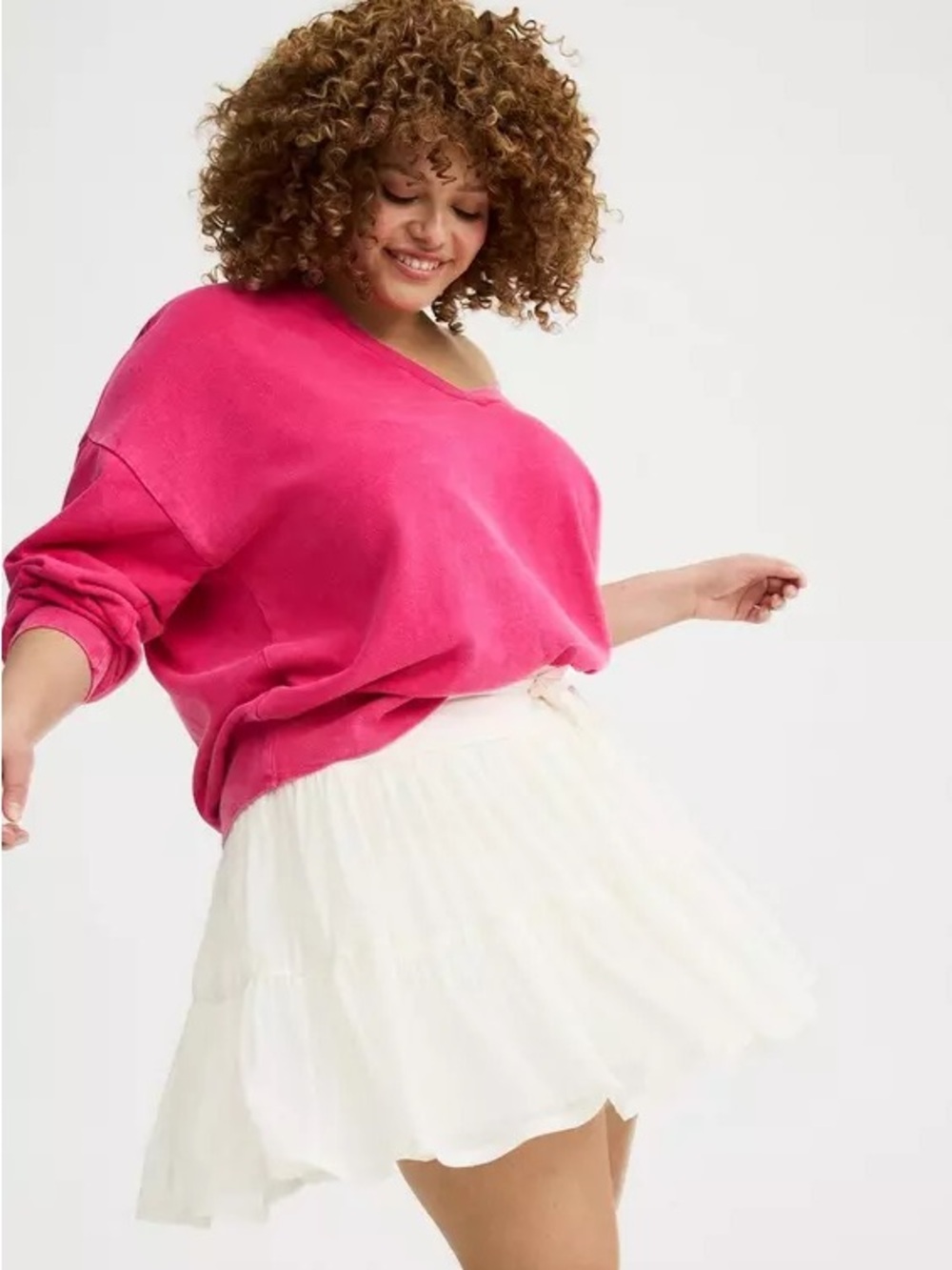 Torrid Size 3 Mesh Ruffle Active Skirt with Bike Short Off White (Skort)
